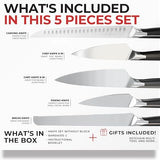 FOXEL 5-Piece Chef Knife Set: Ultra-Sharp German High Carbon Stainless Steel - Professional Kitchen Knives, Dishwasher Safe & Rust Resistant