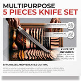 FOXEL 5-Piece Chef Knife Set: Ultra-Sharp German High Carbon Stainless Steel - Professional Kitchen Knives, Dishwasher Safe & Rust Resistant