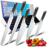 FOXEL 5-Piece Chef Knife Set: Ultra-Sharp German High Carbon Stainless Steel - Professional Kitchen Knives, Dishwasher Safe & Rust Resistant