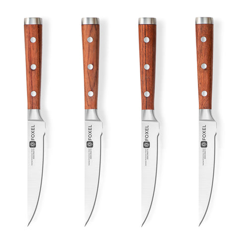Contemporary Non Serrated Steak Knife 4 Piece Set w/sheathes