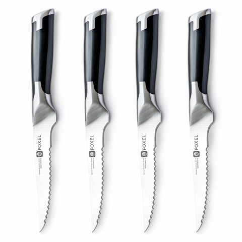 FOXEL Non Serrated Sandalwood Steak Knives 4 Set - Japanese VG10 Steel