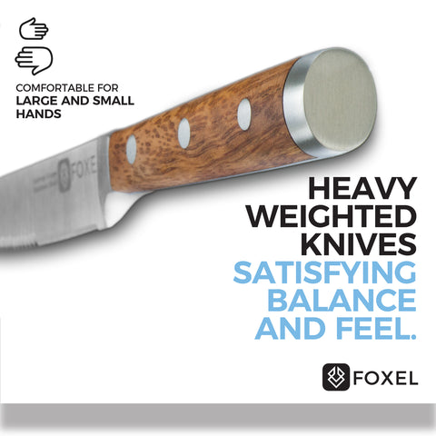 FOXEL Best Steak Knives Knife Set of 4, 8, or 12 - Non Serrated Straight  Edge Blade Razor Sharp - Rust Resistant Japanese VG10 Steel - Gift Box Set  